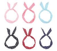 TRKETK 6 Pezzi Fasce per Capelli a Pois Fasce Per Capelli in Filo Retrò Bandana Natalizia con Stampa Vintage Fascia Capelli di Regolabile Classico Multicolore Adatto a Donne e Ragazze