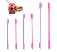 TRKETK 6 Pezzi Mini Spatole per il Trucco Mini Raschietto Cucchiai Mini Spatole in Silicone a Doppia Punta Riutilizzabili per Bottiglie di Marmellata Flaconi per Cosmetici