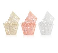 TRKETK 60 Pezzi Pirottini Muffin Carta 8.5 cm Avvolgi Muffin Cupcake Confezione Tagliati al Laser Pirottini per Cupcake in Pizzo Per Decorazioni per Natale Matrimoni Feste Compleanno