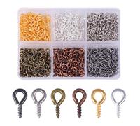 TRKETK 600 Pezzi Occhielli a Vite Piccoli, Mini Ganci Avvitabili 8 x 4 mm Ganci a Vite con Occhiello Filettato Vite Autofilettante Ganci Anello per Creazione di Gioielli Fai da Te, Sei Colori