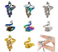 TRKETK 8 Pezzi Anello per Uncinetto, Anello ad Anello Regolabile per Lavoro a Maglia All'uncinetto Gancio per Tessitura di Pavone Ditale Intrecciato Aperto Anello per Uncinetto per Dito (Multicolore)