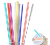 TRKETK 8 Pezzi Cannucce Riutilizzabili, Cannucce Lunghe Scintillanti 12 Pollici Cannucce di Plastica Spesse Riutilizzabili Cannucce Colorate Trasparenti con Spazzola per La Pulizia (Multicolore)
