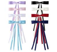 TRKETK 8 Pezzi Fiocco Capelli Donna, Clip per Capelli in Tinta Unita Elegante Nastri Lunghi Sottili Fermagli Iocchi per Capelli Colorati per Le Donne Vestiti per il Compleanno Della Festa di Nozze
