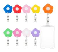 TRKETK 9 Pezzi Bobina Porta Badge a Forma di Fiore, Porta Badge Retrattile Accessori per Cordini Colorati per Bobina Bobine di Badge Carini Porta Badge ID per Infermiere,Insegnanti,Impiegati
