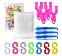 TRKETK Kit di 600 clip colorate a S per elastici, kit di ricariche per telai a S con telaio a 4 Y e 10 connettori a uncinetto, kit di ricarica per braccialetti fai da te (300 bianchi + 300 colorati)