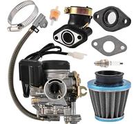 Trkimal GY6 50CC 49CC Carburatore per 139QMB 4 tempi Scooter ATV Moped Go Kart Taotao Motore 18mm carb+1 Collettore di aspirazione, 1 filtro aria, 1 filtro carburante, 1 candela, 2 guarnizioni