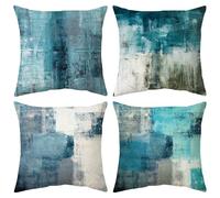 Trlyane Federe Cuscini Divano 45 x 45 Set di 4 Cuscini per Divano in Lino Cuscini da Esterno Cuscini Decorativi Motivo AstrattoCuscini Divano Soggiorno da Letto Copricuscino 45x 45