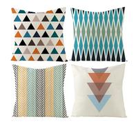 Trlyane Fodera per Cuscino Decorativa in Lino 45x45 Set di 4 Fodere per Cuscini Motivo Geometrico Fodere per Cuscini per Divano Camera da Letto Divano Cuscino per Esterno