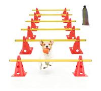 TRMLBE Agility - Set di 18 ostacoli per cani, con cappelli e aste | 12 coni a quattro vie, regolabili in altezza 6/14/23 cm, 6 aste con borsa per il trasporto, ostacoli per i salti del cane