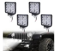 TRMLBE Faro da Lavoro a LED 12V Faro LED Quadrato IP67 Faretto Riflettore Impermeabile per SUV, UTV, ATV, Trattore - 48W, 4 Pezzi