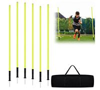 TRMLBE Pali da Slalom da Calcio 1,8 m 6 Pali da Allenamento Pali da ostacolo con Punta in Metallo Agility Set Cani Bambini per coordinazione Allenamento e agilità - Giallo
