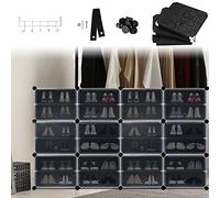TRMLBE Scarpiera nera fai da te, 4 x 6 livelli, in plastica PP, salvaspazio, organizer per scarpe con porta, rimovibile, 24 scomparti
