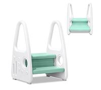 TRMLBE Sgabello per Bambini a Due Gradini in Plastica Antiscivolo con Corrimano Torre di Apprendimento Scaletta per Bagno della Camera dei Bambini (Verde Chiaro)