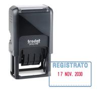 TRODAT - 141075 - Timbro Printy 4750-L autoinchiostrante - DATA + REGISTRATO - 4,1 x 2,4 cm - 4 mm - bicolore - Trodat - 86977 - Conf. da 1 Pz. - 141075
