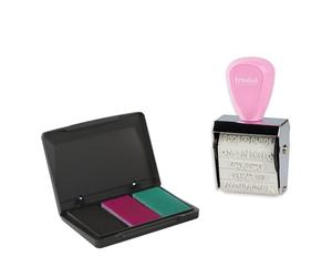 Trodat Creative Mini set di timbri con simpatici messaggi per la creazione creativa, 12 stampe, tedesco, timbri creativi, rosa pastello, con tampone per timbri in rosa, nero, verde, 30 x 5 mm