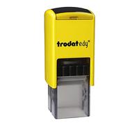 Trodat edy FIX - Timbro motivazionale per insegnanti ed educatori, set di timbri per motivazione, 1 motivo Smiley neutrale, cassa gialla, stampa nera, autoinchiostrante, 20 x 20 mm