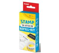 Trodat Kit di ricarica Stamp 'N Stick, continua l'uso del timbro e personalizza uniformi e oggetti - Caratteristiche termoadesivo in pile, 40 adesivi e tampone di inchiostro nero in tessuto,