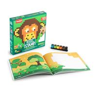 Trodat Pixel Stamp - Libro per bambini con timbri in base ai numeri, 18 motivi, 6 mini timbri colori assortiti, gioco educativo creativo per bambini dai 4 anni in su