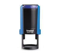 Trodat Printy 4630 Timbro Personalizzato Autoinchiostrante, Max 6 righe, Impronta ROTONDA Ø 30 mm, Blu, Cartuccia Inchiostro Blu, per Loghi, Associazioni, Albi, Biblioteche, Shopper, Etichette