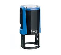 Trodat Printy 4638 Timbro Personalizzato Autoinchiostrante, Max 7 righe, Impronta ROTONDA Ø 38 mm, Blu, Cartuccia Inchiostro Blu, per Loghi, Associazioni, Albi, Biblioteche, Shopper, Etichette