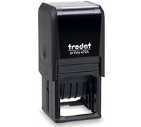 Trodat Printy 4724 Timbro Datario con Testo Personalizzato, Autoinchiostrante, Max 3+3 righe, Data Centro, Impronta 40x40 mm, Colore Nero, Cartuccia Inchiostro Verde, Contabilità, Ordini, Logistica
