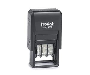 Trodat Printy 4850/L2 data con testo olandese PAGATO SU, 3.8 mm, dimensione di stampa ca. 25 x 14 mm, colore di stampa blu e rosso