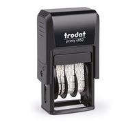 Trodat Printy 4850/L7 - Timbro datario con Testo Standard, Nero, 4 Bande (GG/mmAAAA), Data per 12 Anni, Altezza Caratteri 3,8 mm, tampone di Inchiostro Integrato in Blu/Rosso