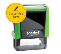 Trodat Printy 4911 - Timbro personale con testo desiderato e logoad, autoinchiostrante, colore: verde, 38 x 14 mm | Printy 4911