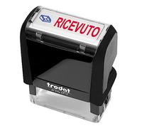 Trodat Printy 4912 Timbro Autoinchiostrante Office con Testo Commerciale RICEVUTO, Colore Nero, Misura Impronta 47x18 mm, Cartuccia inclusa, Inchiostro Bicolore Blu/Rosso, per Uffici Amministrativi
