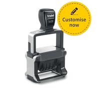 Trodat Professional 5430 - Timbro di testo personalizzabile, con testo e rotolo data, data regolabile fino al 31° dic 2036 (41 x 24 mm | 4 righe)