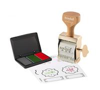 Trodat Set vintage fatto in casa per creare creativi: 6 motivi di impronta, tedesco, timbro creativo in effetto vintage, con tampone per timbri in grigio, verde, rosso, 30 x 5 mm, 12 etichette in 3