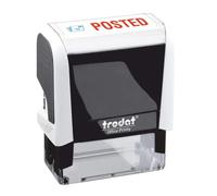 Trodat Stamp 4912 Office Printy with English Text POSTED - Self Inking, Red and