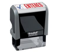Trodat Stempel 4912 Office Printy mit eingegebenem englischen Text selbstf rbende rote und blaue Tinte, Abdruckgr e 3/4"" x 1-7/8""