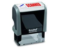 Trodat Timbro 4912 Office Printy con testo inglese scansionato - inchiostro autoinchiostrante, rosso e blu, dimensione dell'impressione 3/4" x 1-7/8"