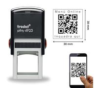 Trodat Timbro Autoinchiostrante Personalizzato con QR Code, Printy 4923, per Uffici, Aziende, Eventi, Cerimonie, Pizzerie, Bar e Ristoranti, Biglietti da Visita e Badge (30x30 mm Quadrato)