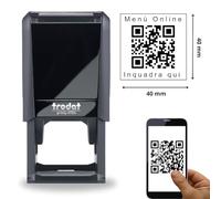 Trodat Timbro Autoinchiostrante Personalizzato con QR Code, Printy 4924, per Uffici, Aziende, Eventi, Cerimonie, Pizzerie, Bar e Ristoranti, Biglietti da Visita e Badge (40x40 mm - Quadrato)