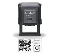 Trodat Timbro Autoinchiostrante Personalizzato con QR Code, Printy 4929, per Uffici, Aziende, Eventi, Cerimonie, Pizzerie, Bar e Ristoranti, Biglietti da Visita e Badge (50x30 mm - Rettangolare)