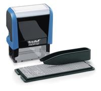 Trodat Timbro Blu Autoinchiostrante Autocomponibile Fai-Da-Te Printy 4911 Typo, 38x13 mm, Max 3 Righe di Testo, Inclusa Cartuccia Inchiostro Nero, con Pinzetta e 1 Set di Caratteri, Icone e Numeri