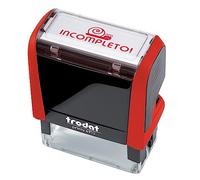 Trodat - Timbro Motivazionale per Insegnanti Printy 4910 Autoinchiostrante, Collezione Happy School, Impronta INCOMPLETO, Colore Timbro Rosso, Cartuccia Inclusa di Colore Rosso