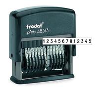 TRODAT Timbro Printy Numeratore 48313, 13 Cifre, Timbro Autoinchiostrante Nero, Cartuccia Inchiostro Indelebile Nero, Altezza Caratteri 3,8 mm, Trattino (-) e Barra (/)