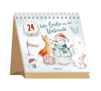 TRÖTSCH - Aufstell Adventskalender "24 liebe Grüße aus dem Winterwald" | Weihnachtskalender mit 24 Aquarellbildern und Weihnachtszitaten