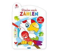 TRÖTSCH - Malen nach Zahlen - Level 1 | Malen nach Zahlen Malbuch zum Zahlenlernen mit nummerierten Flächen: Ausmalbuch mit Stickern zum Verschönern der Tiermotive | Ab 3 Jahren