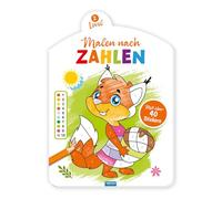 TRÖTSCH - Malen nach Zahlen - Level 2 | Malen nach Zahlen Malbuch zum Zahlenlernen mit nummerierten Flächen: Ausmalbuch mit Stickern zum Verschönern der Tiermotive | Ab 3 Jahren