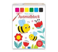 TRÖTSCH - Mein erster Ausmalblock "Biene" | Malbuch mit Wassermalfarben auf jeder Seite (Ab 3 Jahren): Kunterbuntes Ausmalbuch mit niedlichen Motiven ... Malbuch inklusive Pinsel | Ab 3 Jahren