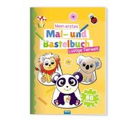 TRÖTSCH - Mein erstes Mal- und Bastelbuch "Lustige Tierwelt" | Malbuch für Buntstifte, Wasserfarben und Wachsmalstifte: Mit Tierfiguren zum Ausschneiden und mehr als 80 Stickern | Ab 3 Jahren