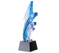 Trofei, medaglie e premi Bellissimo Trofeo in Vetro Blu Il Talent Show Mostra Il Trofeo del Primo Posto Trofeo del Torneo Complimenti Ornamenti Regalo