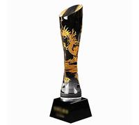 Trofei, medaglie e premi Totem Award Coppa di Cristallo Personalizzati Drago Retro Stile Cinese Drago Black Gold Base (Color : Clear, Size : 8 * 8 * 27cm)