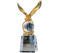 Trofei Personalizzati per Ragazze, Trofeo Personalizzato Aquila Oro Argento Bronzo, Premio per Dipendenti Eccezionali Aziendali, Souvenir in Cristallo Ad Alta Trasparenza (Color : Gold, S : 13 * 24cm