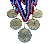 Trofeo de medalla de tenis dorado con cinta para el cuello (paquete de 6)