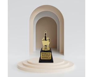 Trofeo Divertente World´s Biggest Asshole - Dito Medio Come Trofeo scherzoso - Mad Monkey
